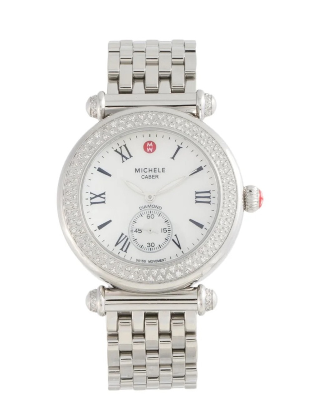 Michele Caber Silver-Tone Diamond Accent Watch - comes with 2 straps!!